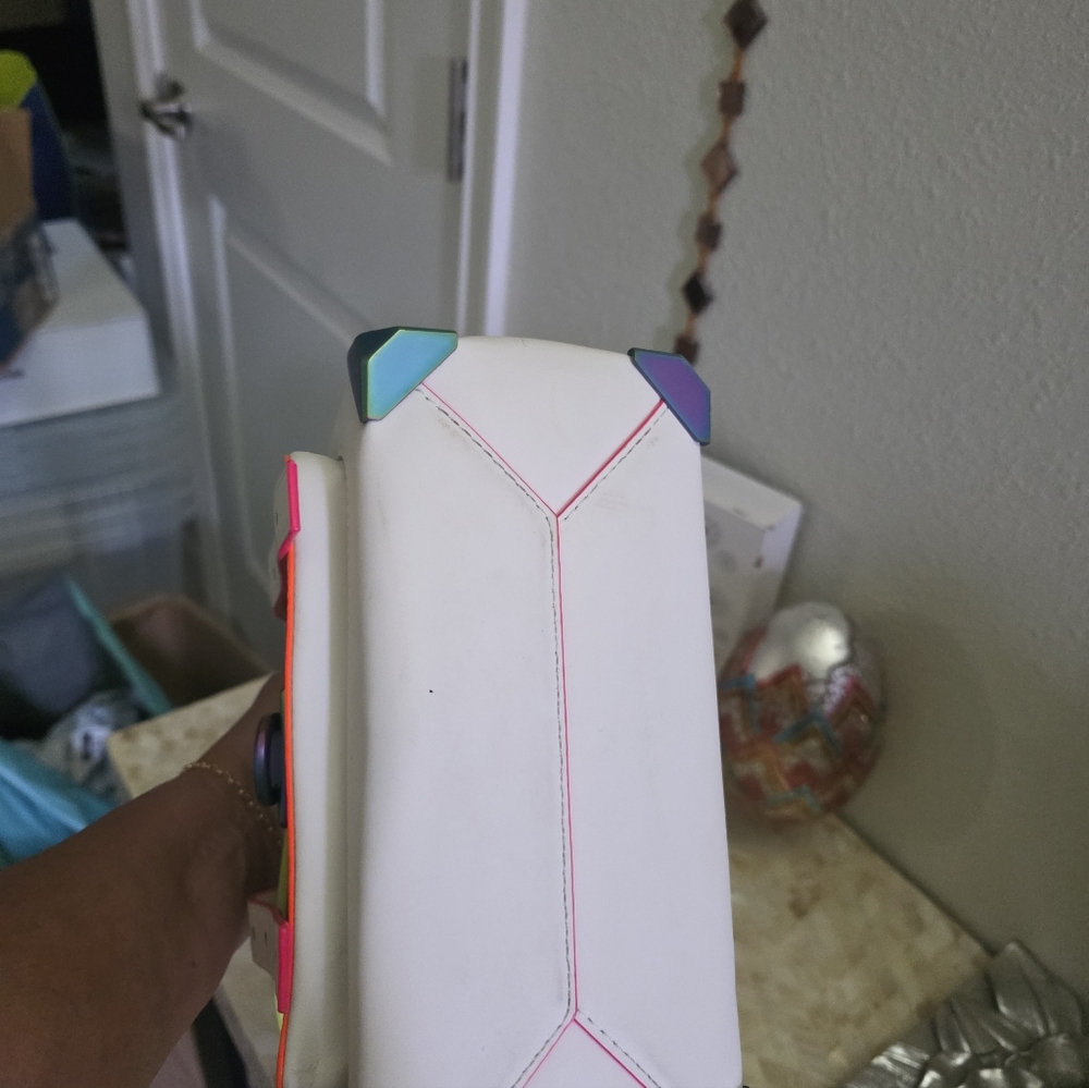 MICHAEL KORS Manhattan White Satchel with Neon Accents **EUC** - Picture 5 of 6